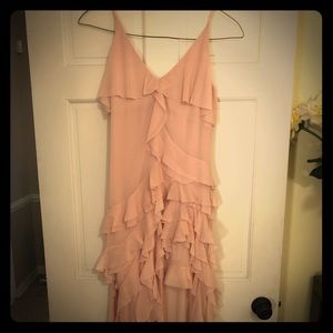 Pink hi low ruffle dress